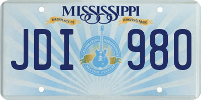 MS license plate JDI980