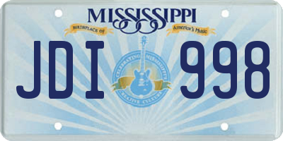 MS license plate JDI998