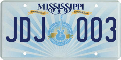 MS license plate JDJ003