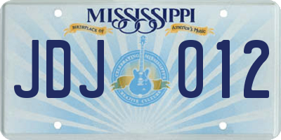 MS license plate JDJ012