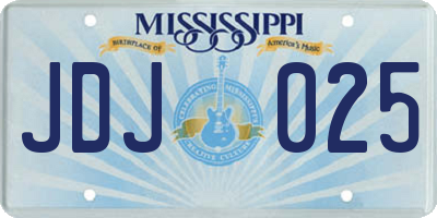 MS license plate JDJ025