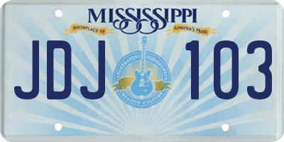 MS license plate JDJ103