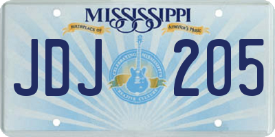 MS license plate JDJ205