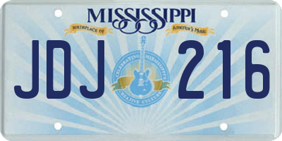 MS license plate JDJ216