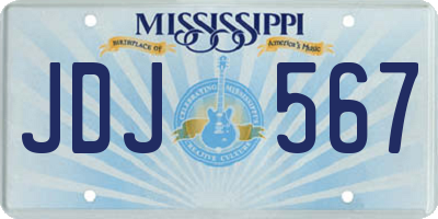 MS license plate JDJ567