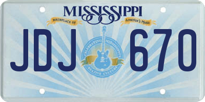 MS license plate JDJ670