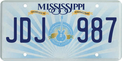 MS license plate JDJ987