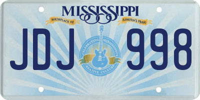 MS license plate JDJ998