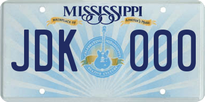 MS license plate JDK000