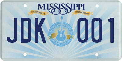 MS license plate JDK001