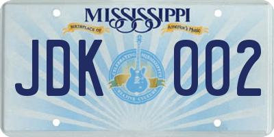 MS license plate JDK002