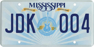 MS license plate JDK004