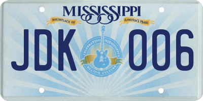 MS license plate JDK006