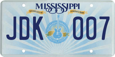 MS license plate JDK007