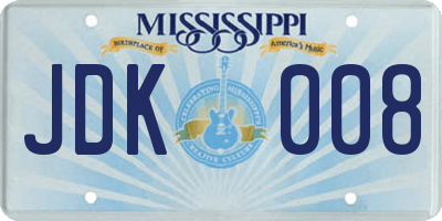 MS license plate JDK008