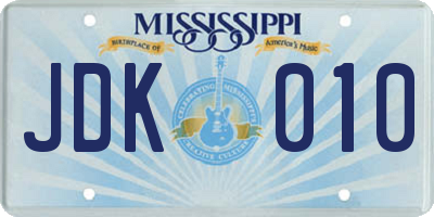 MS license plate JDK010