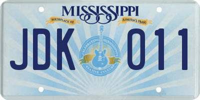 MS license plate JDK011