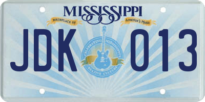 MS license plate JDK013