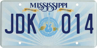 MS license plate JDK014
