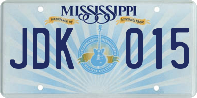 MS license plate JDK015