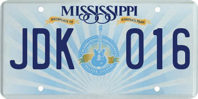 MS license plate JDK016