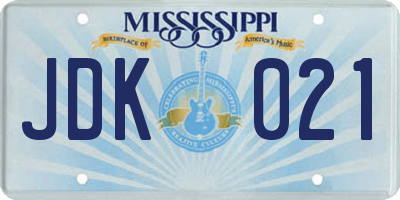 MS license plate JDK021