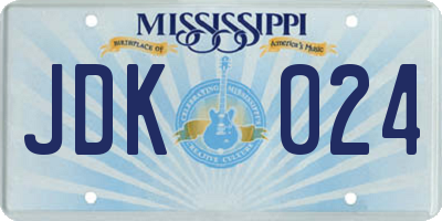 MS license plate JDK024