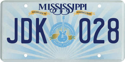 MS license plate JDK028