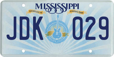 MS license plate JDK029