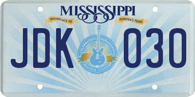 MS license plate JDK030
