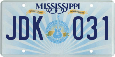 MS license plate JDK031