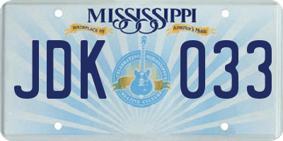 MS license plate JDK033