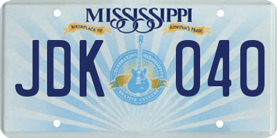 MS license plate JDK040
