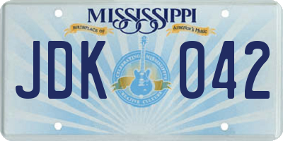 MS license plate JDK042