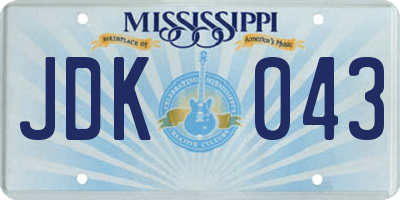 MS license plate JDK043