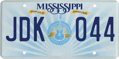 MS license plate JDK044