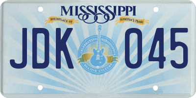 MS license plate JDK045