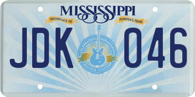 MS license plate JDK046