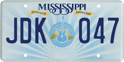 MS license plate JDK047