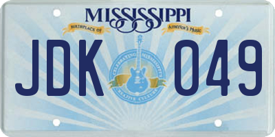MS license plate JDK049