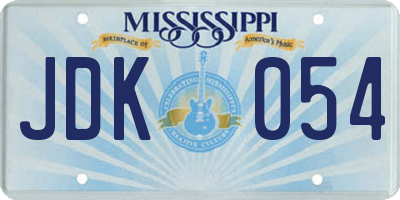 MS license plate JDK054
