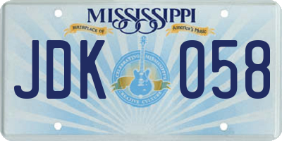 MS license plate JDK058
