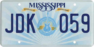 MS license plate JDK059