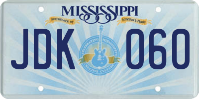 MS license plate JDK060