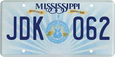 MS license plate JDK062