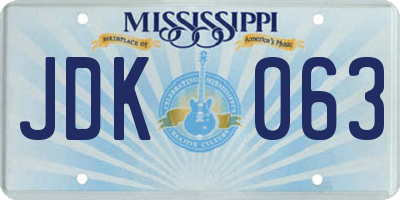 MS license plate JDK063