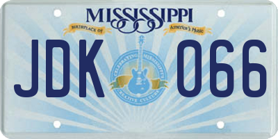 MS license plate JDK066