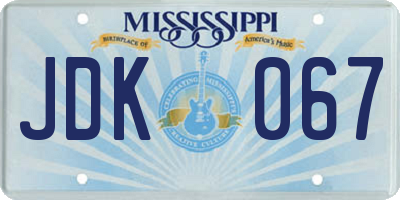 MS license plate JDK067