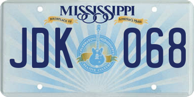 MS license plate JDK068