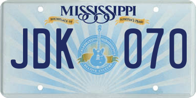 MS license plate JDK070
